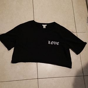 plain black large crop top